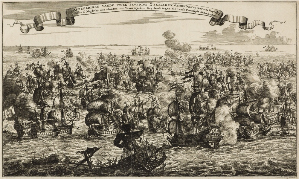 "Afbeelding van de twee bloedige zeeslagen gehouden op den 7 en 14 juny 1673 ..."