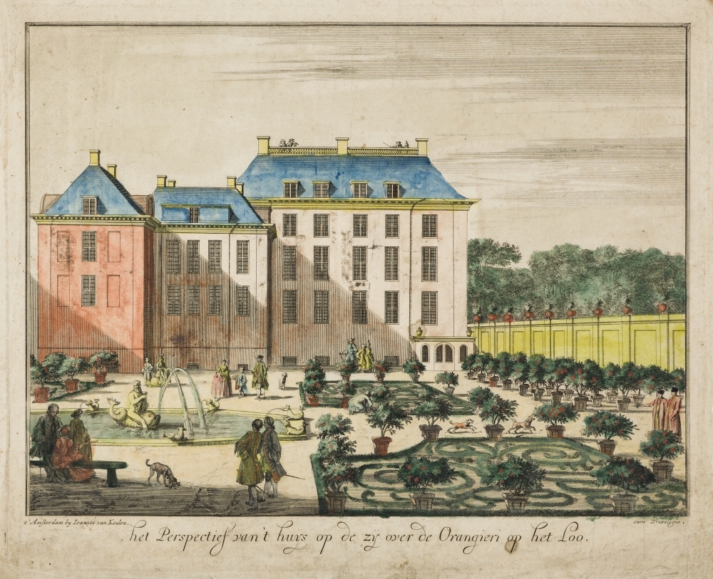 topografie: Het perspectief van 't Huys op de zy over de Orangerie op het Loo.