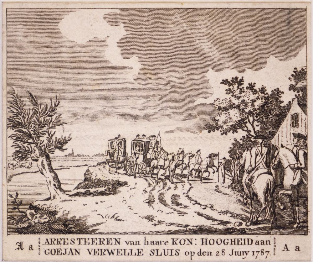 "ARRESTEEREN van haare KON: HOOGHEID aan GOEJAN VERWELLE SLUIS op den 28 juny 1787."