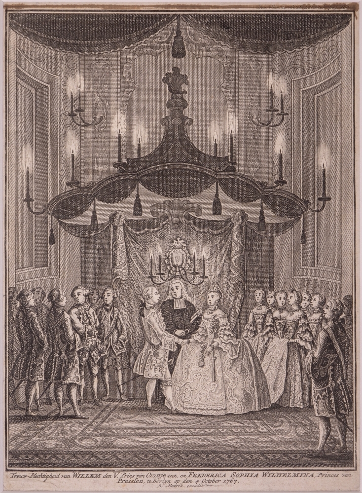 Huwelijk van Willem V met Wilhelmina van Pruissen te Berlijn.
