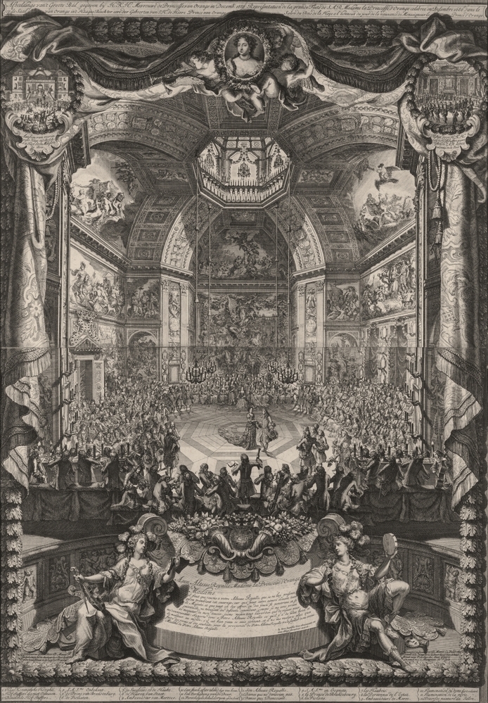 Het Groote bal gegeven bij H.K.H. Mevrouwe de Princesse van Orange in Decemb. 1686 op de Saal van Orange in 't Haagse Bosch ter eere de Geboorten van S.H. de Heere Prince van Orange."