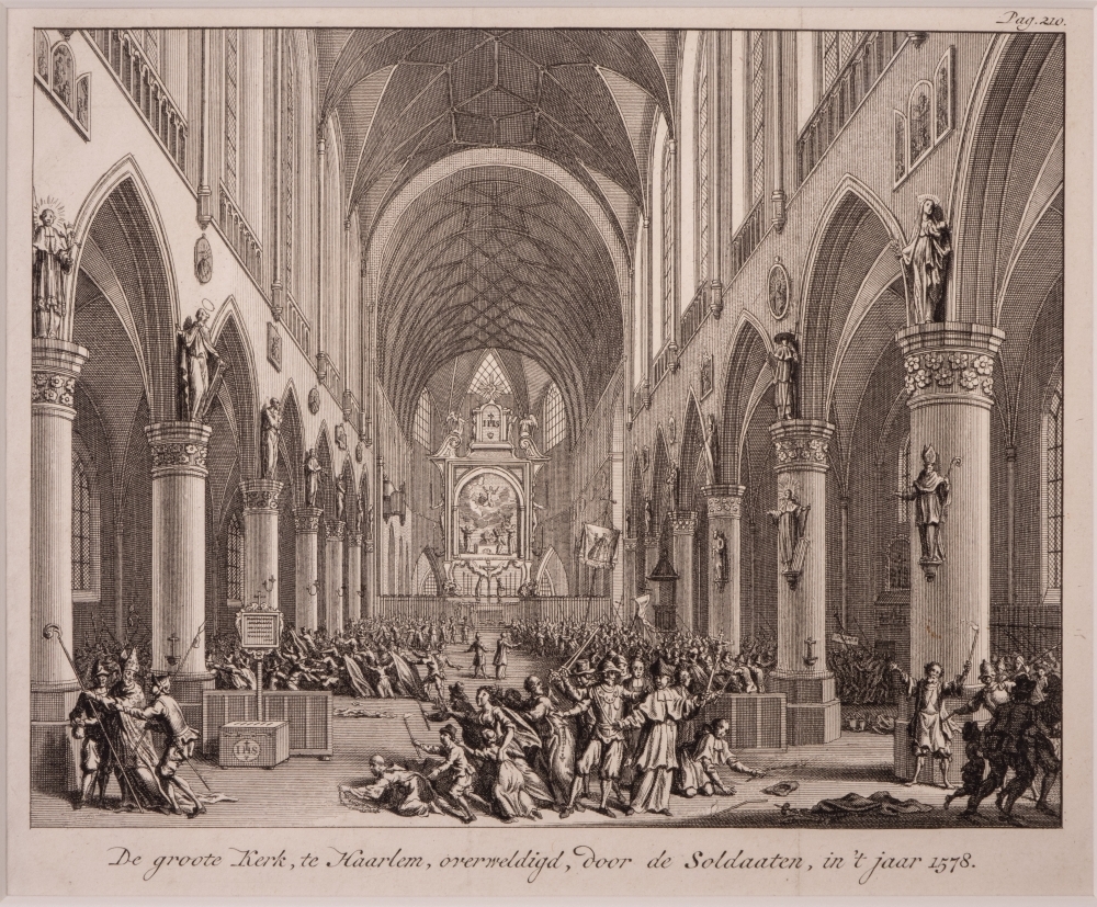 "De groote Kerk, te Haarlem, overweldigd, door de Soldaaten, in 't jaar 1578."