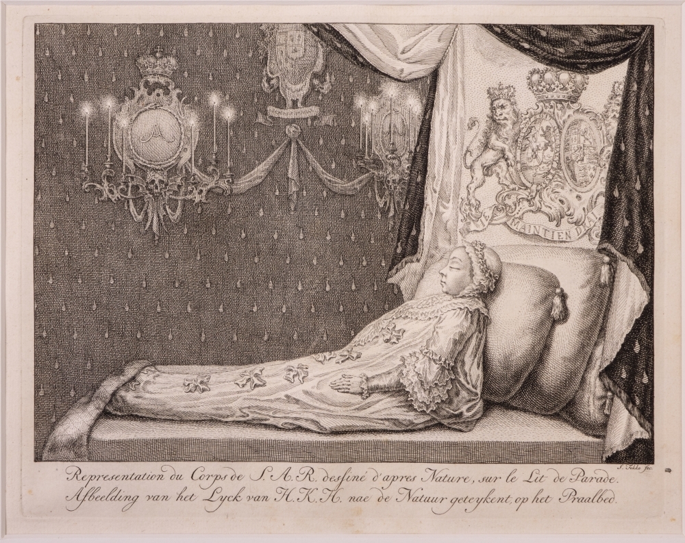 De dood van Prinses Anna, het lijk op het praalbed.