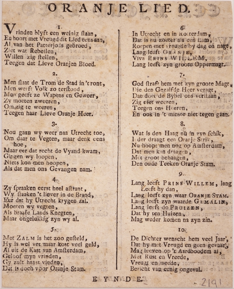 "EEN NIEUW LIED" "ORANJE LIED".