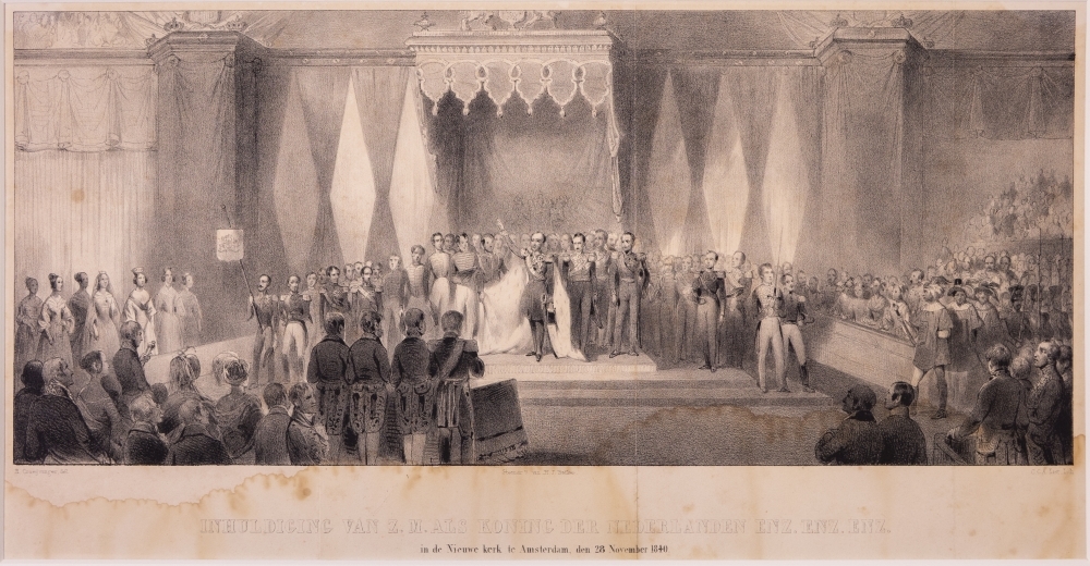 "INHULDIGING VAN Z.M. ALS KONING DER NEDERLANDEN ENZ. ENZ. ENZ. in de Nieuwe Kerk den 28 November 1840."