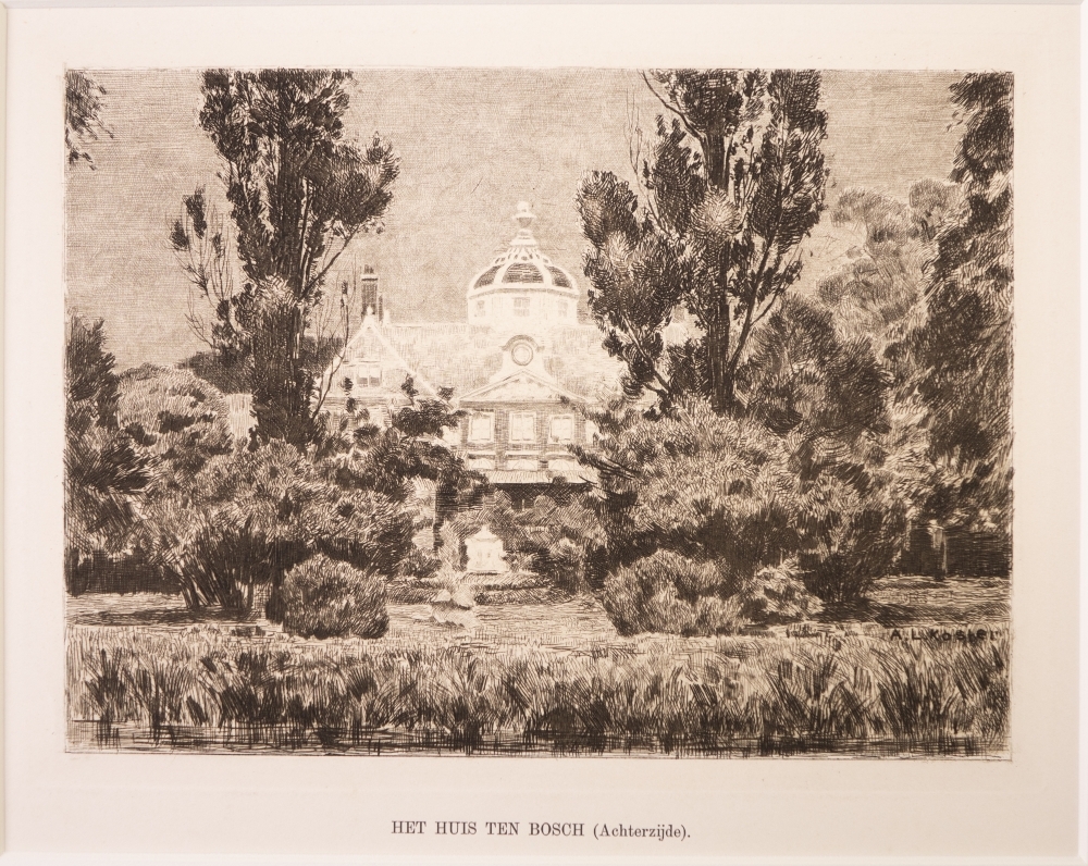 Gezicht op Huis Ten Bosch te 's Gravenhage, achterzijde.