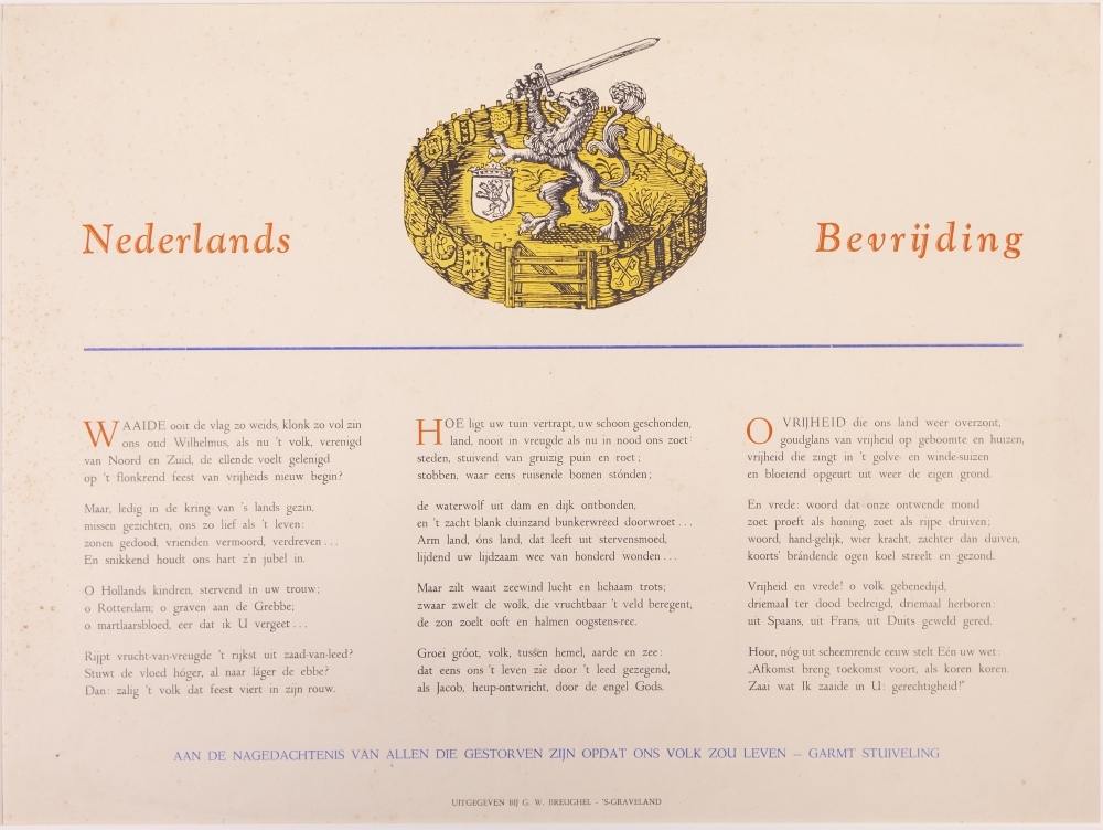 Rijmprent Nederlands Bevrijding, 1945
