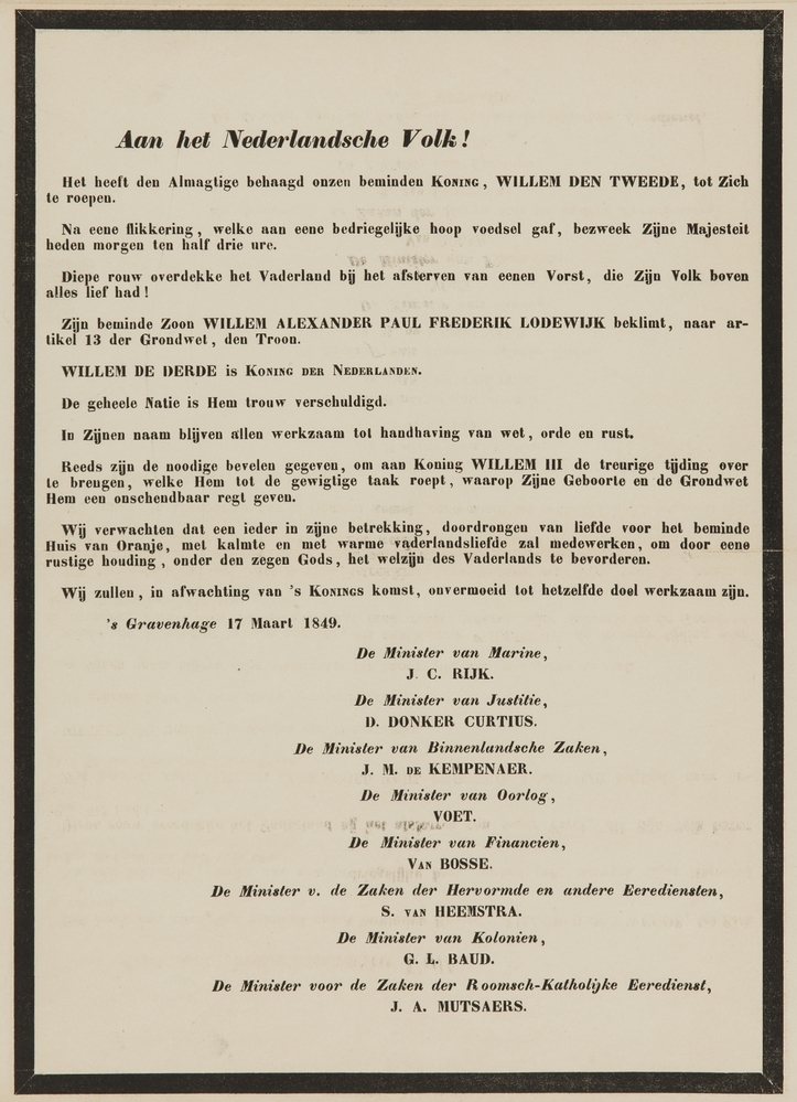 Koning Willem II van Oranje-Nassau