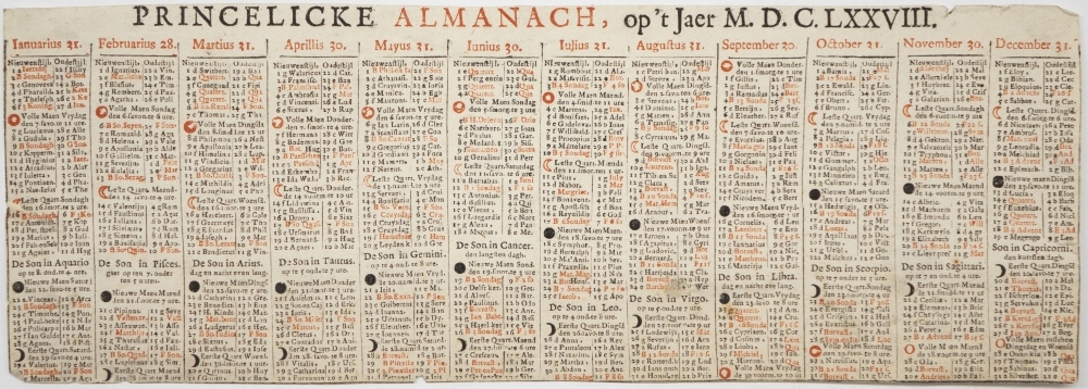Prinselijke almanak op het jaar 1678