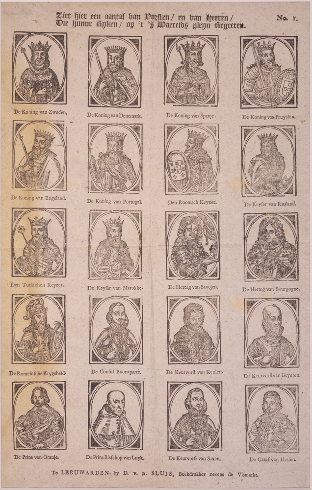 Centsprent met vorsten en heren