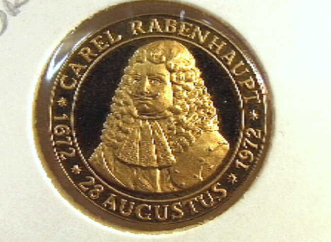 Penning ter herdenking van 300 jaar Gronings Ontzet, met portret Carel Rabenhaupt