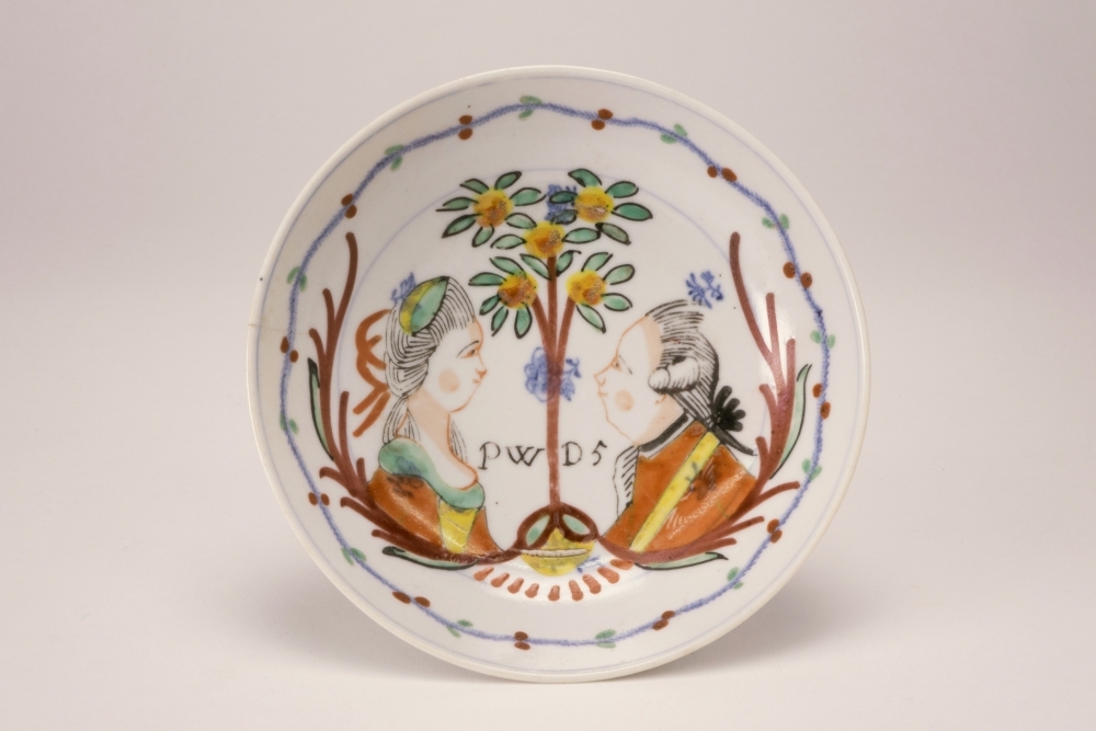 Schotel met Wilhelmina van Pruisen en Willem V.