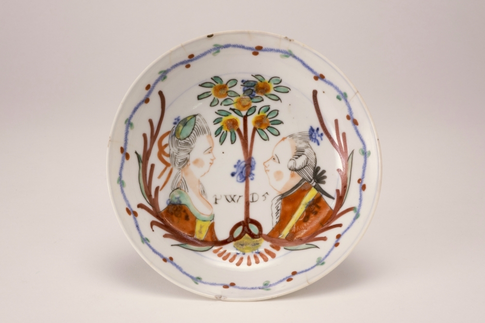 Schotel met Wilhelmina van Pruisen en Willem V.