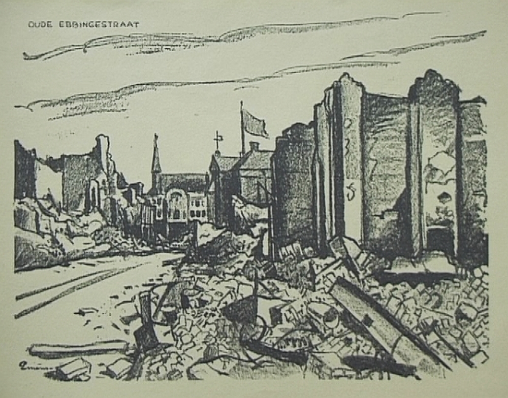 Oude Ebbingestraat te Groningen, 1945