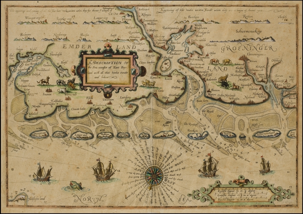 Zeekaart van de kust van Oost-Friesland