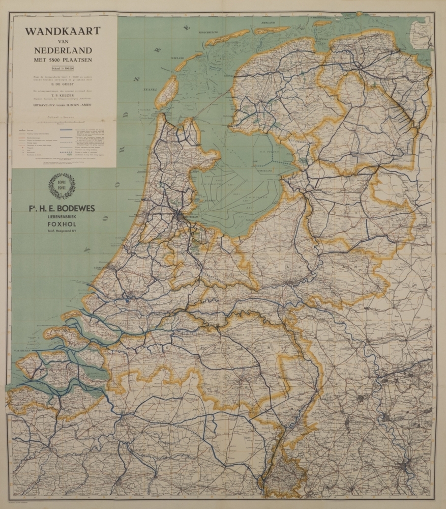 Wandkaart van Nederland met 5800 plaatsen