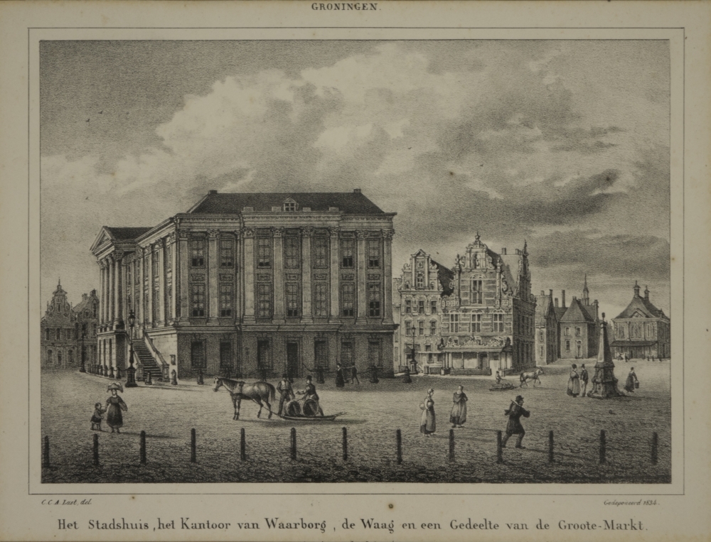 Het Stadshuis, het Kantoor van Waarborg, de Waag te Groningen