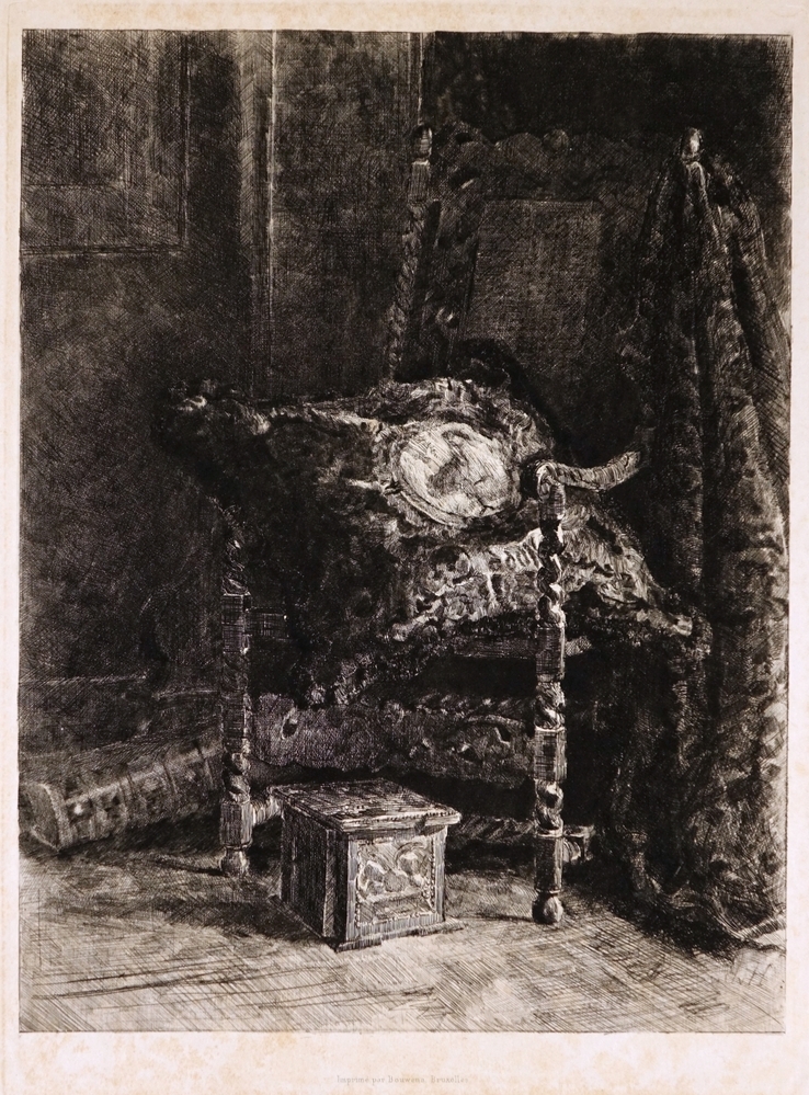 Stoel met kussen en stoof.