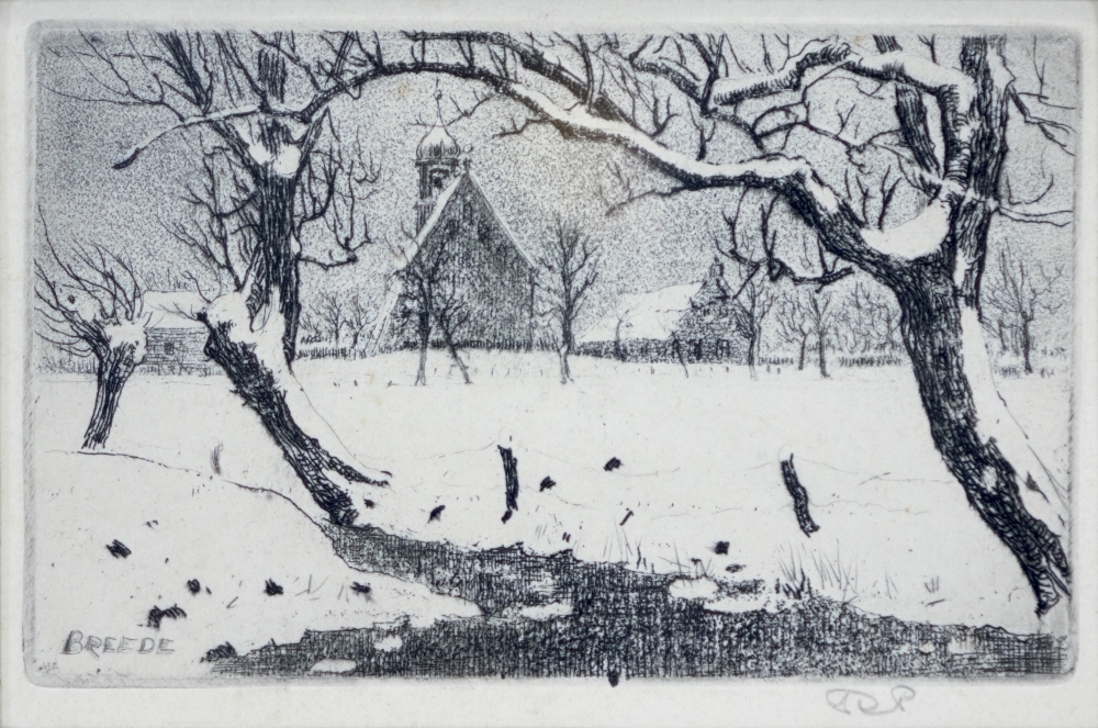 Kerkje te Breede in de winter.