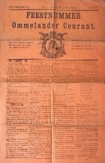 Feestkrant ter gelegenheid van de meerderjarigheid van koningin Wilhelmina, woensdag 31 augustus 1898.