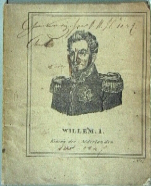 Aantekenschrift met portretten koning Willem I en echtgenote op omslag