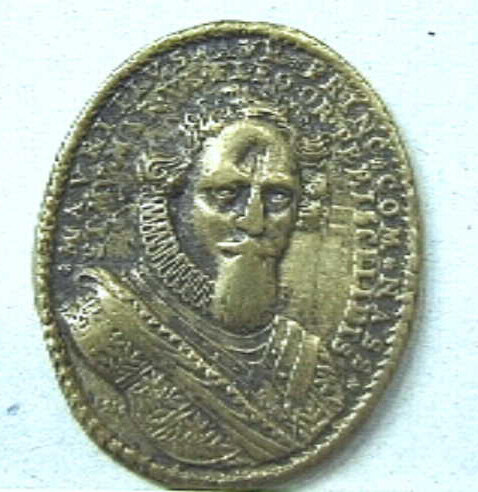 Ovale penning, eenzijdig bewerkt, met  het busteportret van voren van Maurits.