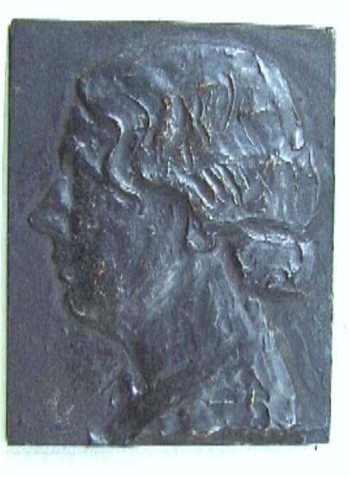 Vierkante plaquette met busteportret naar links van prinses Juliana.