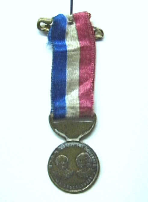 Penning t.g.v. 25-jarig regeringsjubileum van koning Willem III en koningin Sophie. .