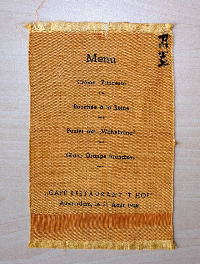 menukaart ter herinnering aan de inhuldiging van Willem-Alexander.