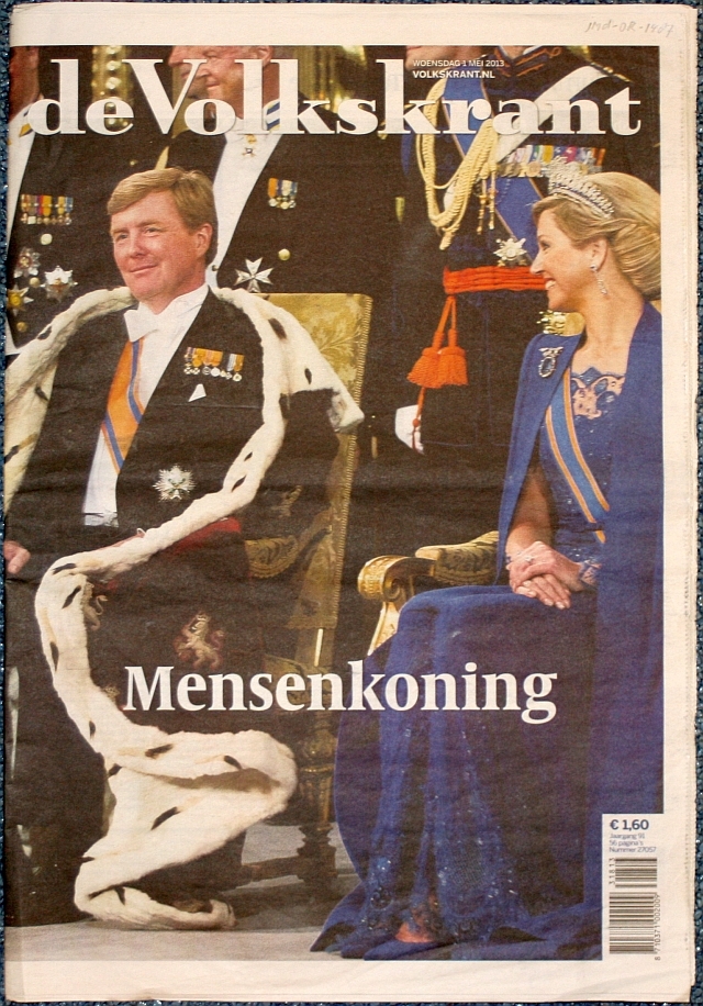 Krant, ter herinnering aan de inhuldiging van Willem-Alexander.