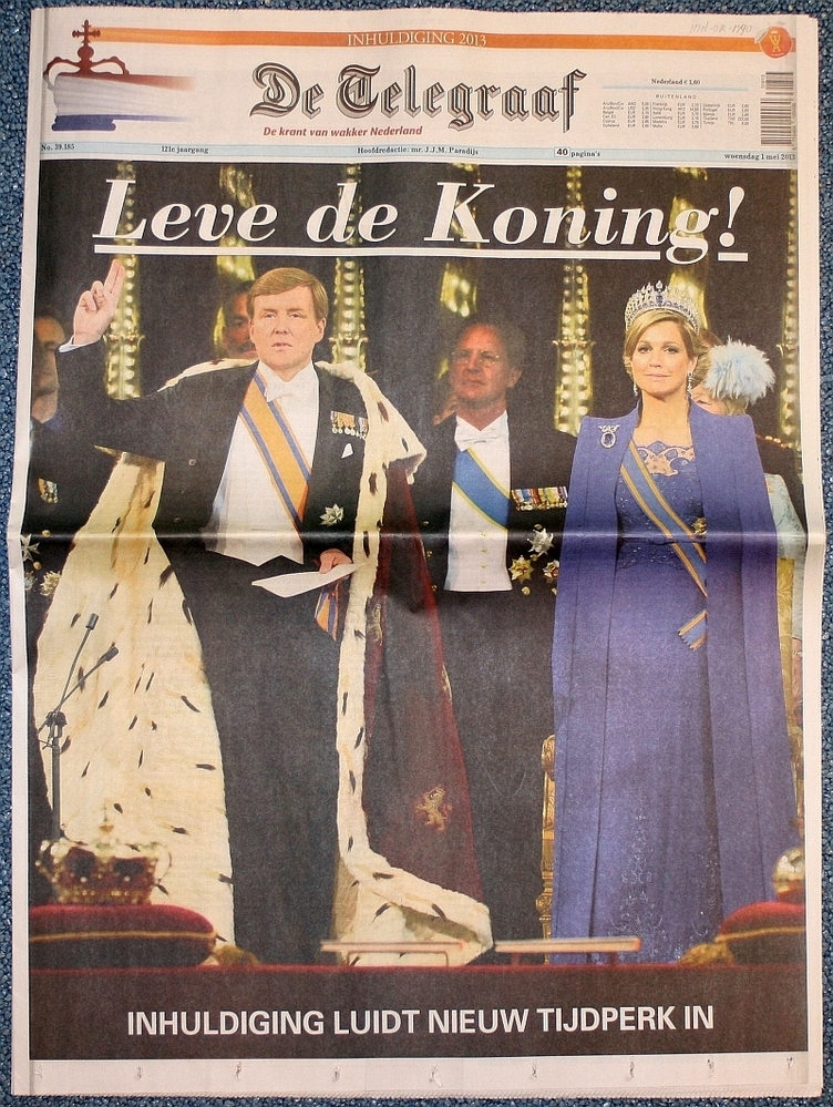 Krant, ter herinnering aan de inhuldiging van Willem-Alexander.