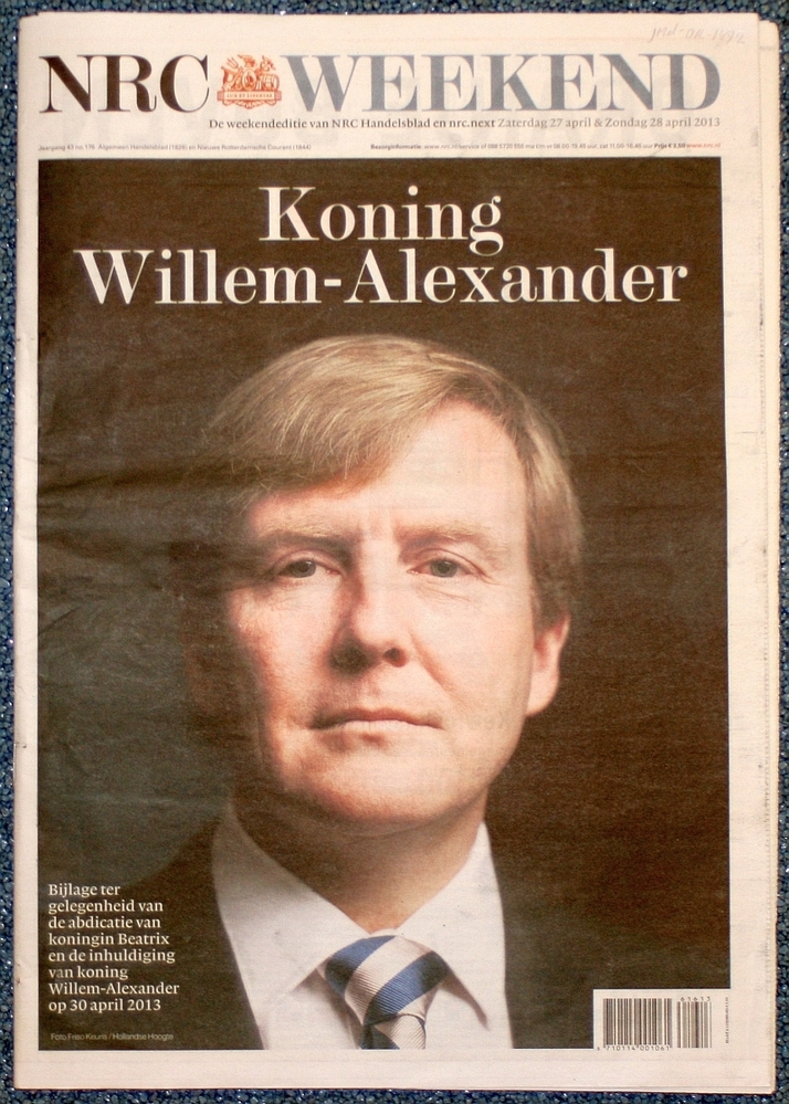 Krant, ter herinnering aan de inhuldiging van Willem-Alexander.