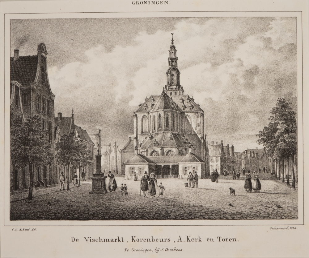 Vismarkt,Korenbeurs, A-Kerk te Groningen