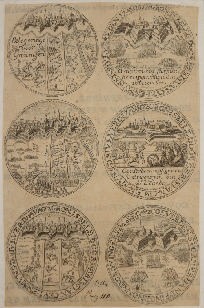 Blad met zes zegels betreffende Groningen en Coevorden