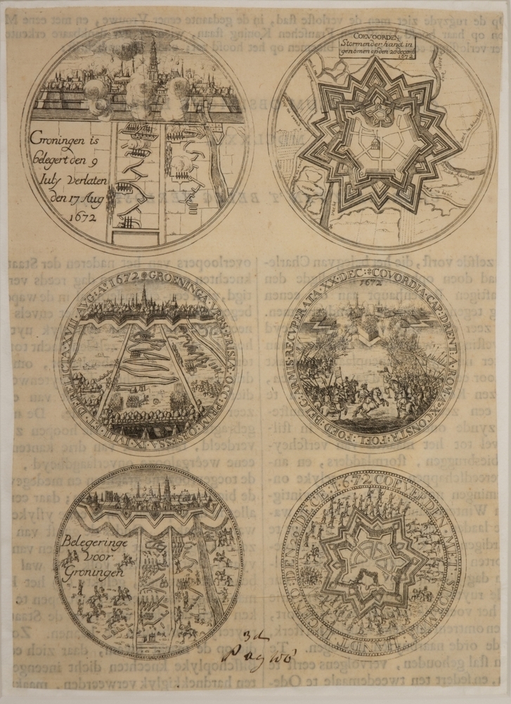 Blad met zes zegels betreffende Groningen en Coevorden