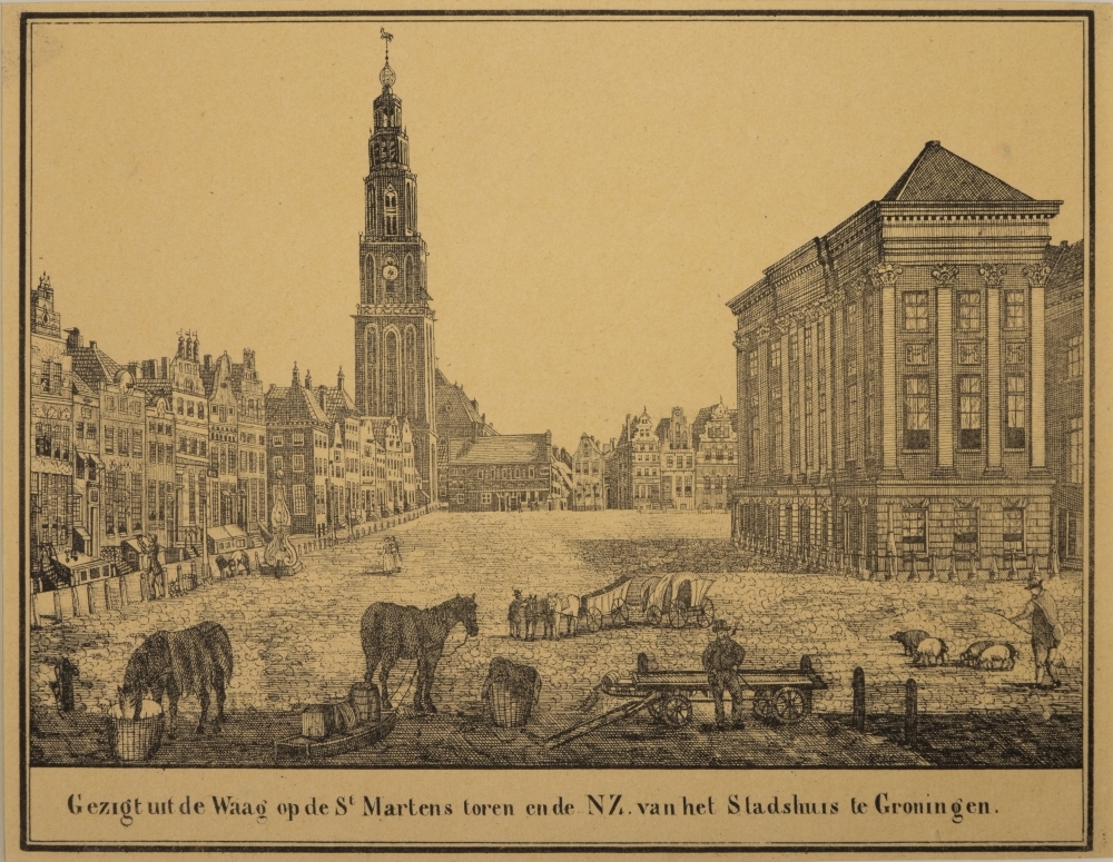 Martinitoren en Stadhuis te Groningen