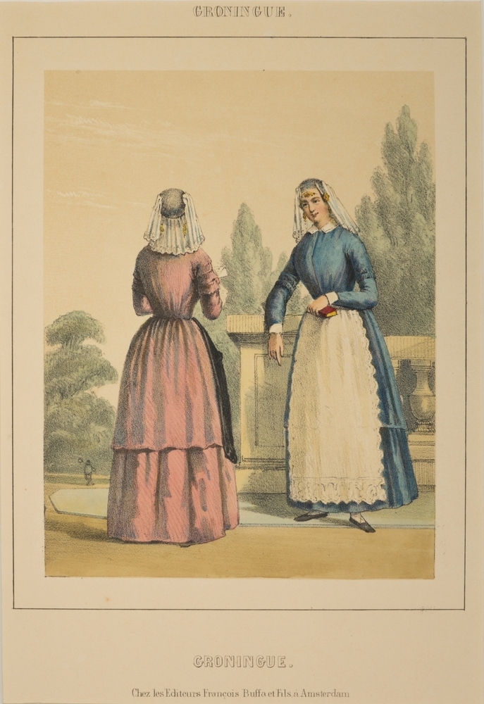 Twee figuren met Groninger kostuums