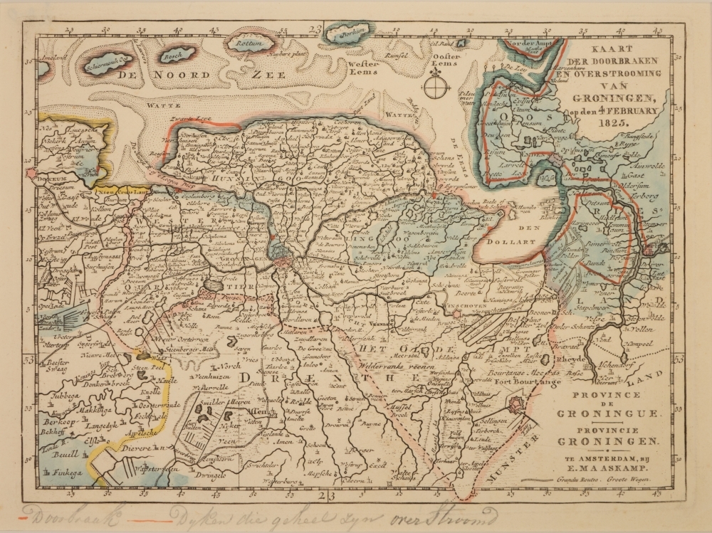 Kaart overstroming van Groningen, 1825
