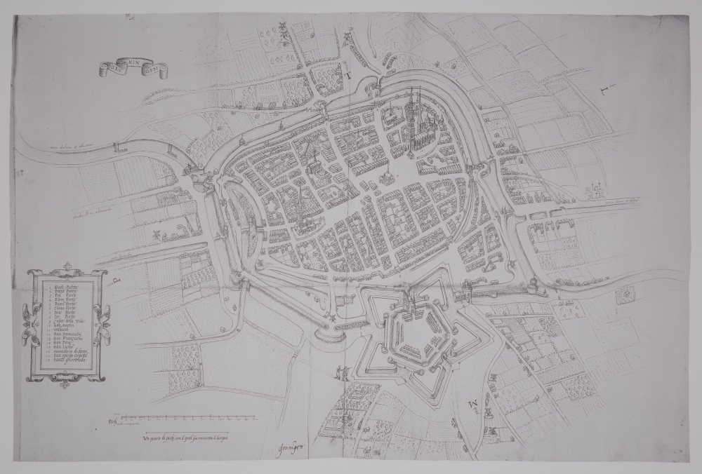 Facsimilé vogelvluchtkaart stad Groningen