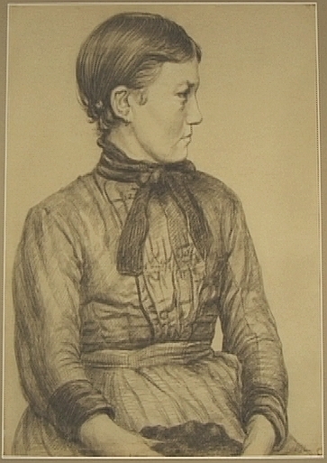 Portret van een werkmeisje.