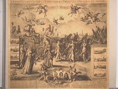 Zinneprent ter eere van Willem III.