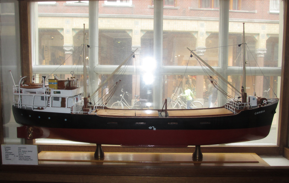 Model van de kustvaarder "Caribia", vervaardigd na 1936