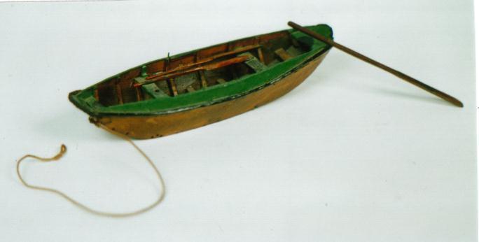 Model van een vlieger, volgboot voor een binnenschip