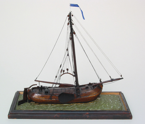 Waterlijnmodel van een dektjalk, 19e eeuw