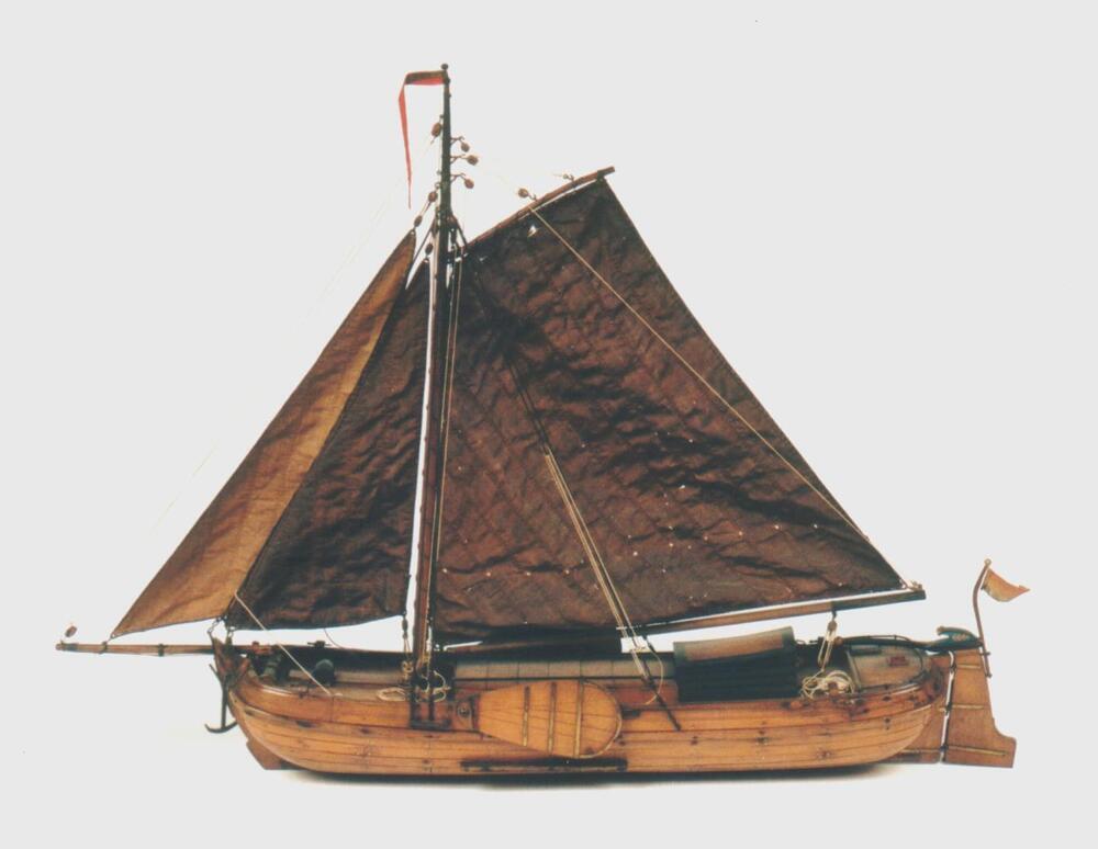 Model van de paviljoentjalk "Anna" met bijbehorend draaibaar voetstuk waarmee het model in alle standen kan worden gezet om na te kunnen tekenen of schilderen, circa 1875.