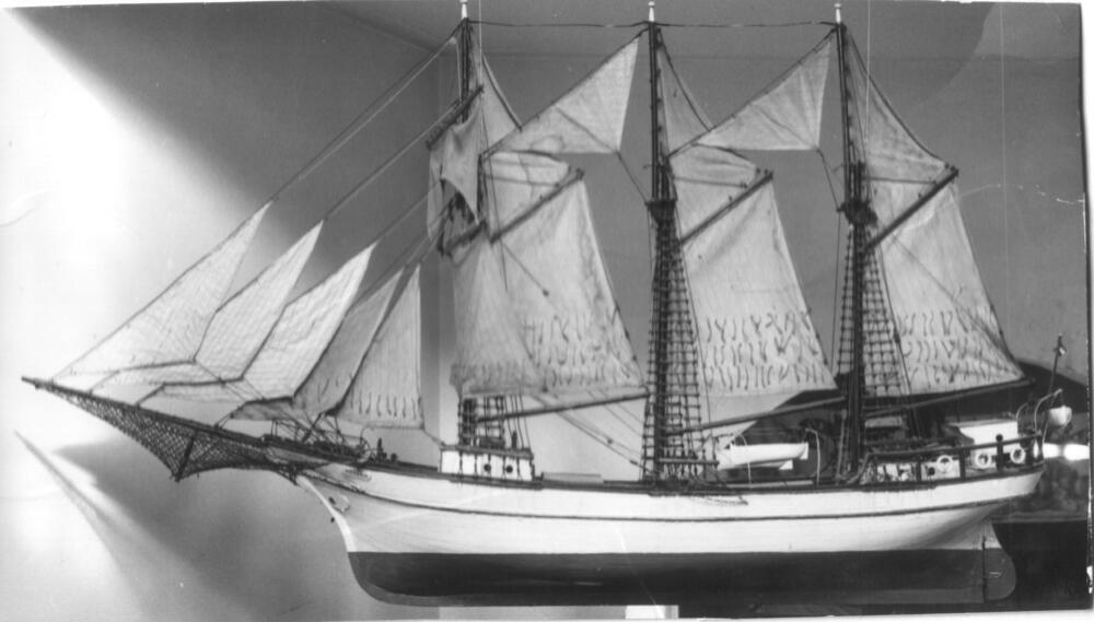 Model van de driemasttopzeilschoener 'Hendrik', begin 20e eeuw