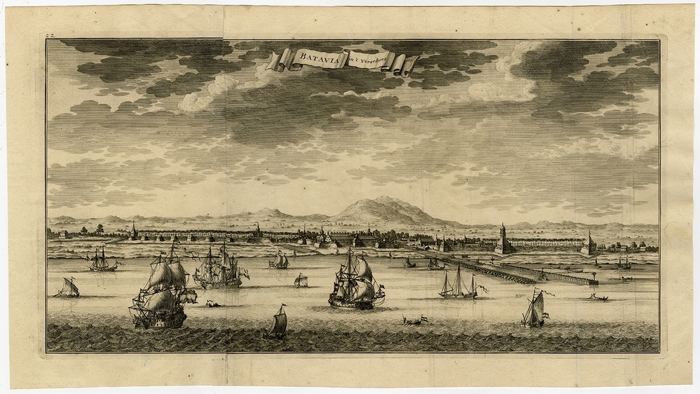 'Batavia in 't verschiet', litho door F. Valentijn, ca. 1700-1750