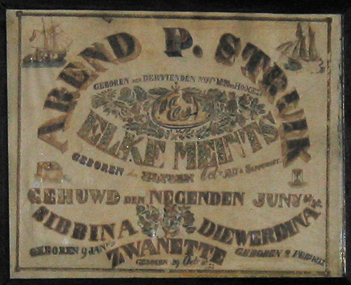 Huwelijksoorkonde van Arend P. Struik uit 1849