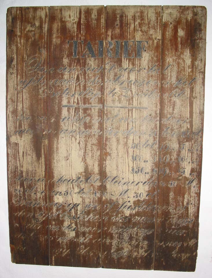 Tol tariefbord van de brug over het Boterdiep in Zuidwolde