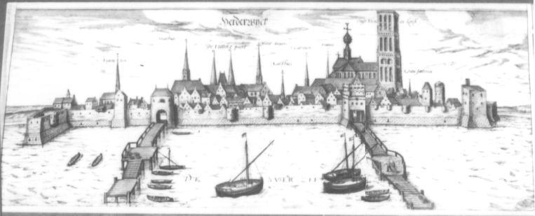 Stadsaanzicht van Harderwijk door Braun en Hogenberg, 1572